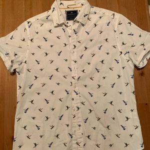 Denim & Flower Hummingbirds Bird Button Down, Size L Slim Fit